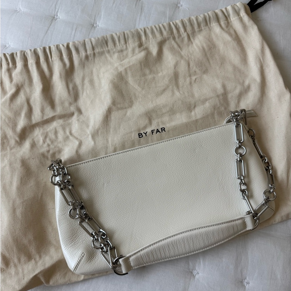By Far Holly White Bag Silver Chain - Picture 9 of 9